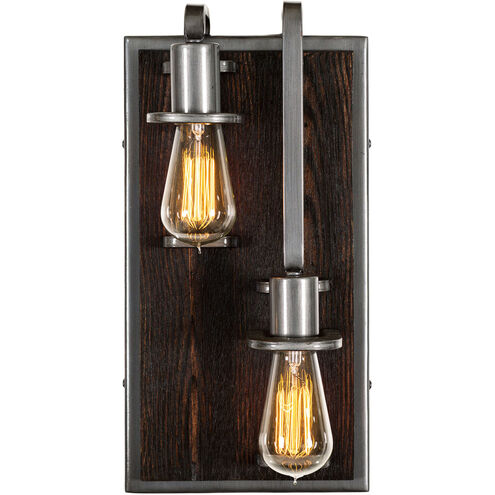 Lofty 2 Light 8 inch Steel and Faux Zebrawood Wall Sconce Wall Light in Right