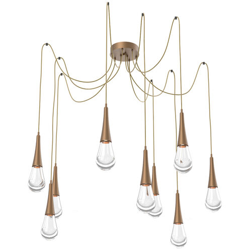 Raindrop LED 13.6 inch Novel Brass Swag Multi-Pendant Ceiling Light in 2700K LED