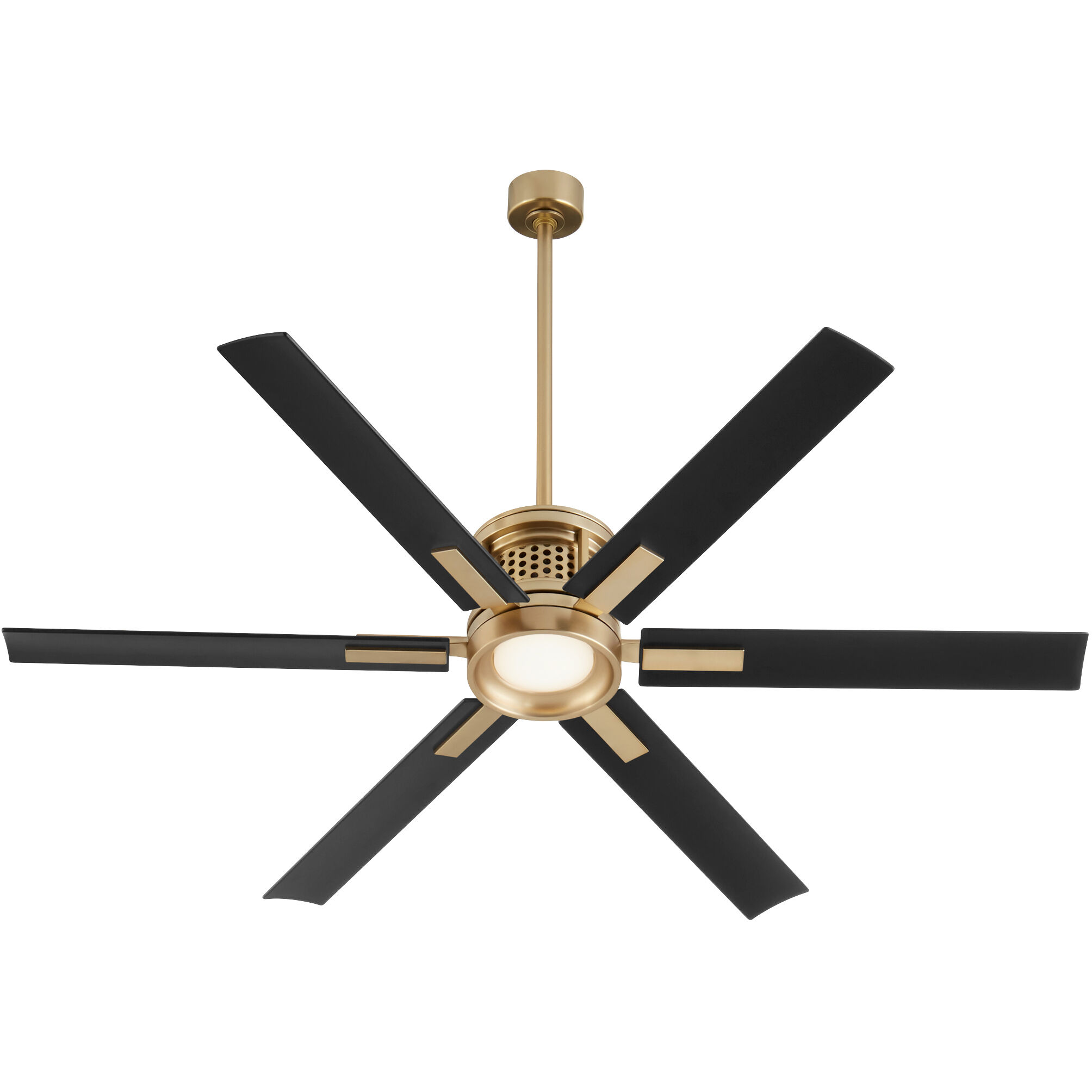 Zeus 65 inch Aged Brass with Matte Black Blades Patio Fan