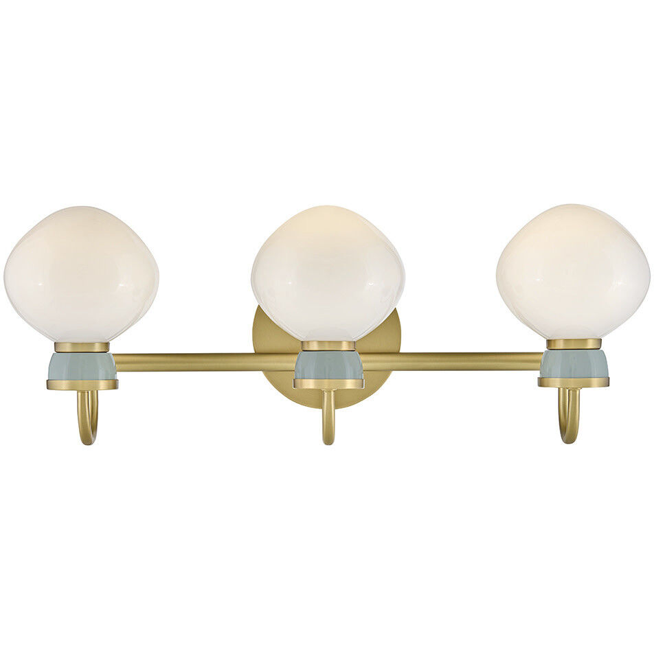 Lucy 3 Light 25 inch Lacquered Brass with Seafoam Bath Light Wall Light