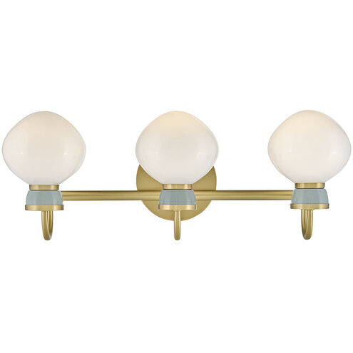 Lucy 3 Light 25 inch Lacquered Brass with Seafoam Bath Light Wall Light