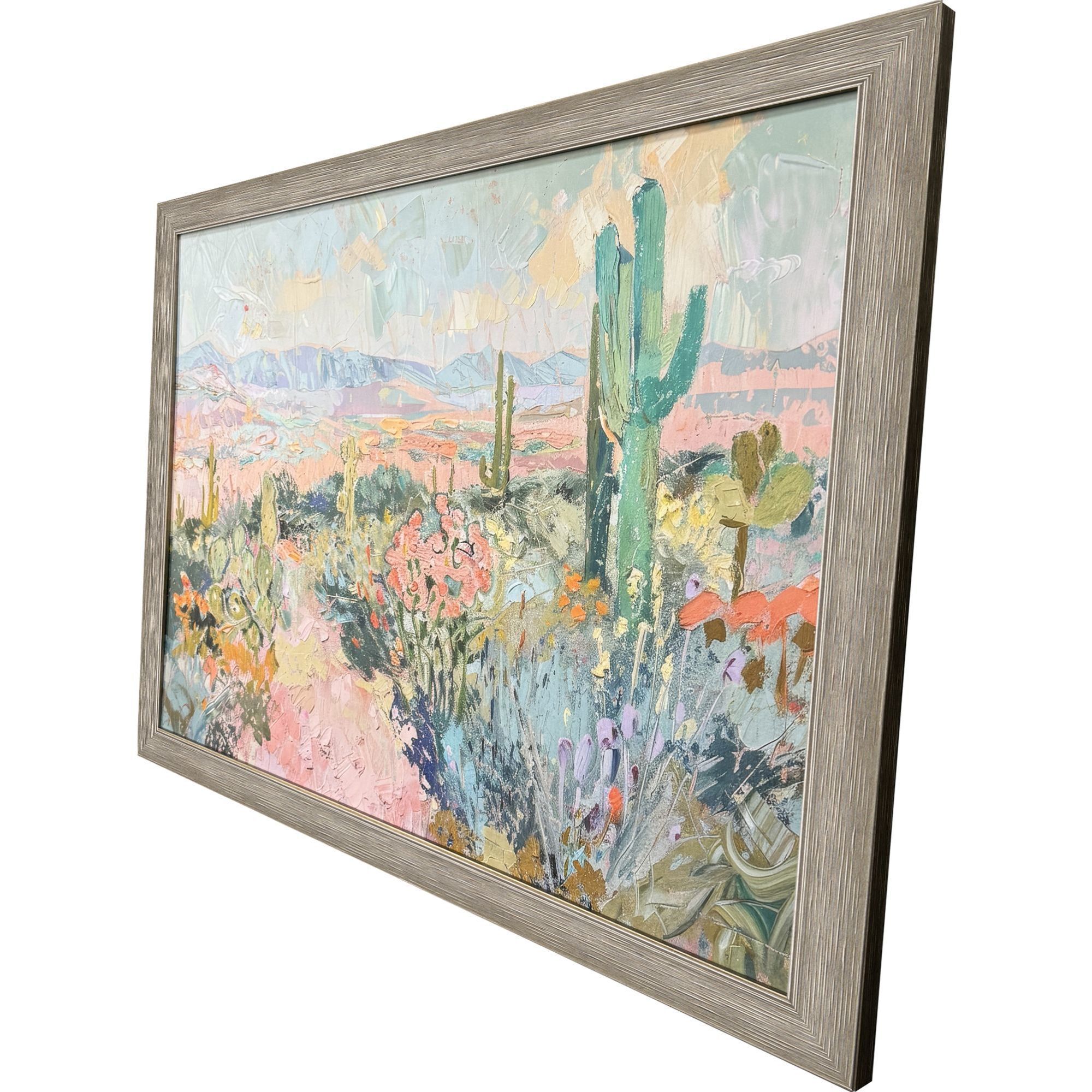 Pastel Desert Pink and Blue and Green and Multi Framed Art