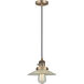 Franklin Restoration Halophane LED 8.5 inch Brushed Brass Mini Pendant Ceiling Light in Clear Halophane Glass