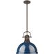 Yep Duncan 1 Light 14 inch Rubbed Bronze Pendant Ceiling Light in Navy