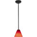 Martini 1 Light 7.25 inch Oil Rubbed Bronze Pendant Ceiling Light in Red