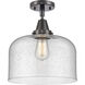 Franklin Restoration X-Large Bell 1 Light 12 inch Matte Black Flush Mount Ceiling Light in Seedy Glass