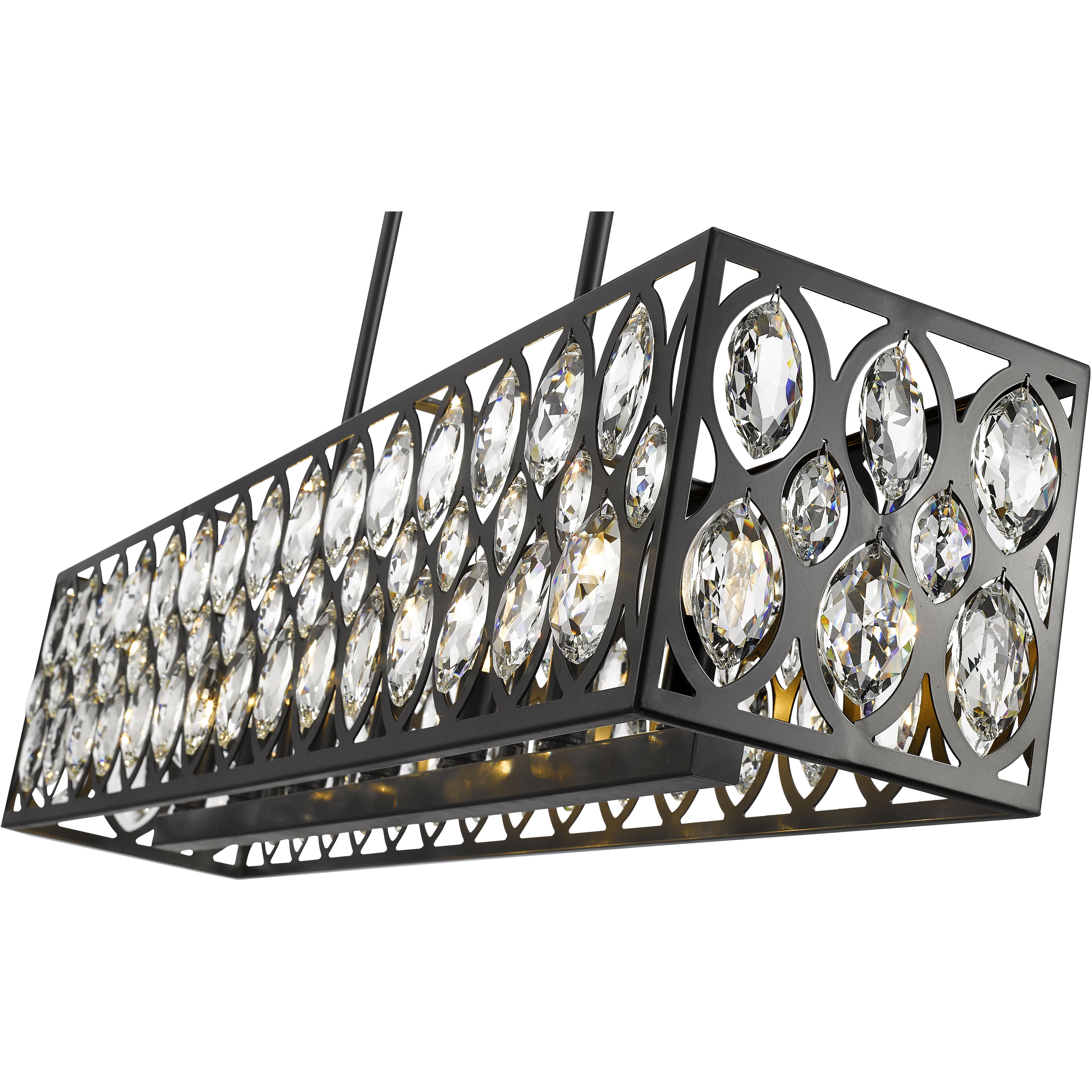 Dealey 7 Light 42.75 inch Matte Black Linear Chandelier Ceiling Light