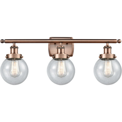 Ballston Beacon LED 26 inch Antique Copper Bath Vanity Light Wall Light in Seedy Glass