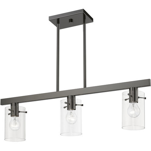Munich 3 Light 30 inch Black Chrome Linear Chandelier Ceiling Light