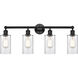 Edison Clymer 4 Light 31 inch Matte Black Bath Vanity Light Wall Light in Clear Glass