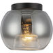 Samar 1 Light 7.5 inch Black Flush Mount Ceiling Light in Transition Smoked Glass