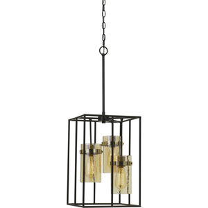 Cremona 3 Light 12 inch Black and Antique Brass Pendant Ceiling Light