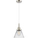 Downtown Urban Cone 1 Light 7.75 inch Polished Nickel Mini Pendant Ceiling Light in Clear