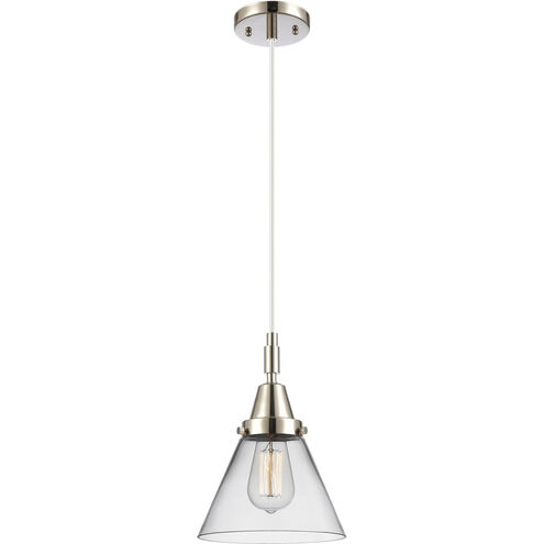 Downtown Urban Cone 1 Light 7.75 inch Polished Nickel Mini Pendant Ceiling Light in Clear