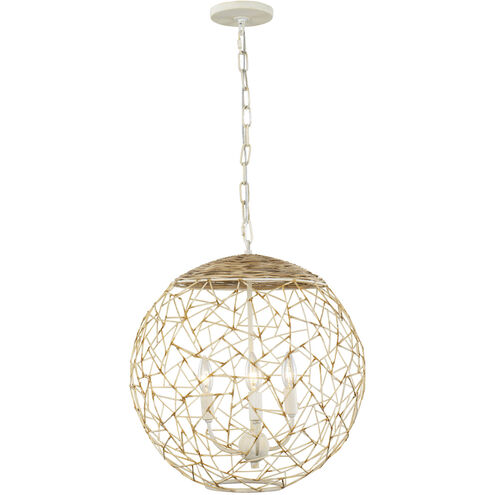 Cayman 3 Light 18 inch Country White Pendant Ceiling Light