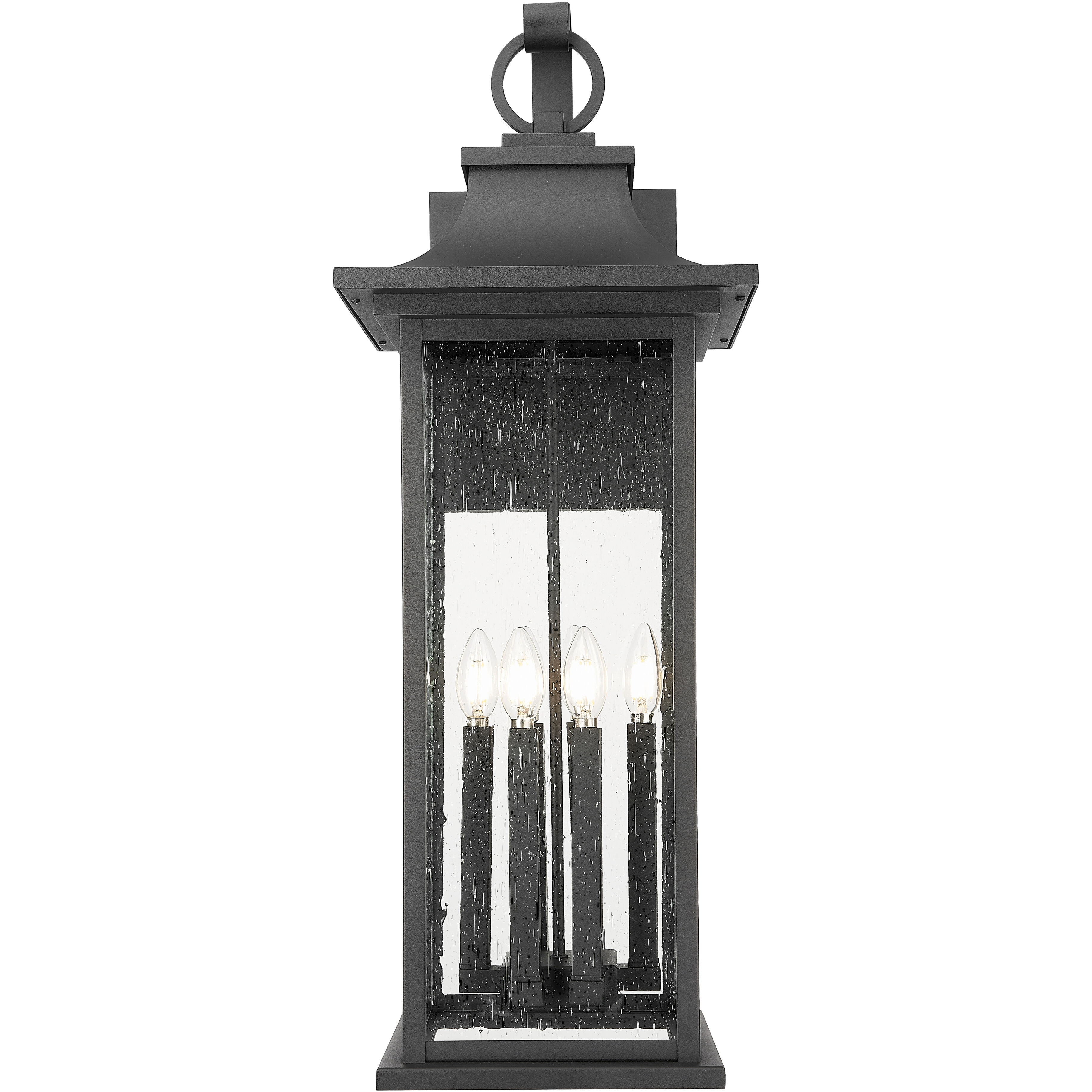 Tiberius 6 Light 34 inch Black Outdoor Wall Light in Clear Seedy Glass