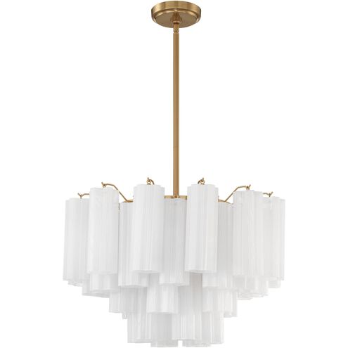 Addis 9 Light 22 inch Aged Brass Chandelier Ceiling Light in Tronchi Glass White