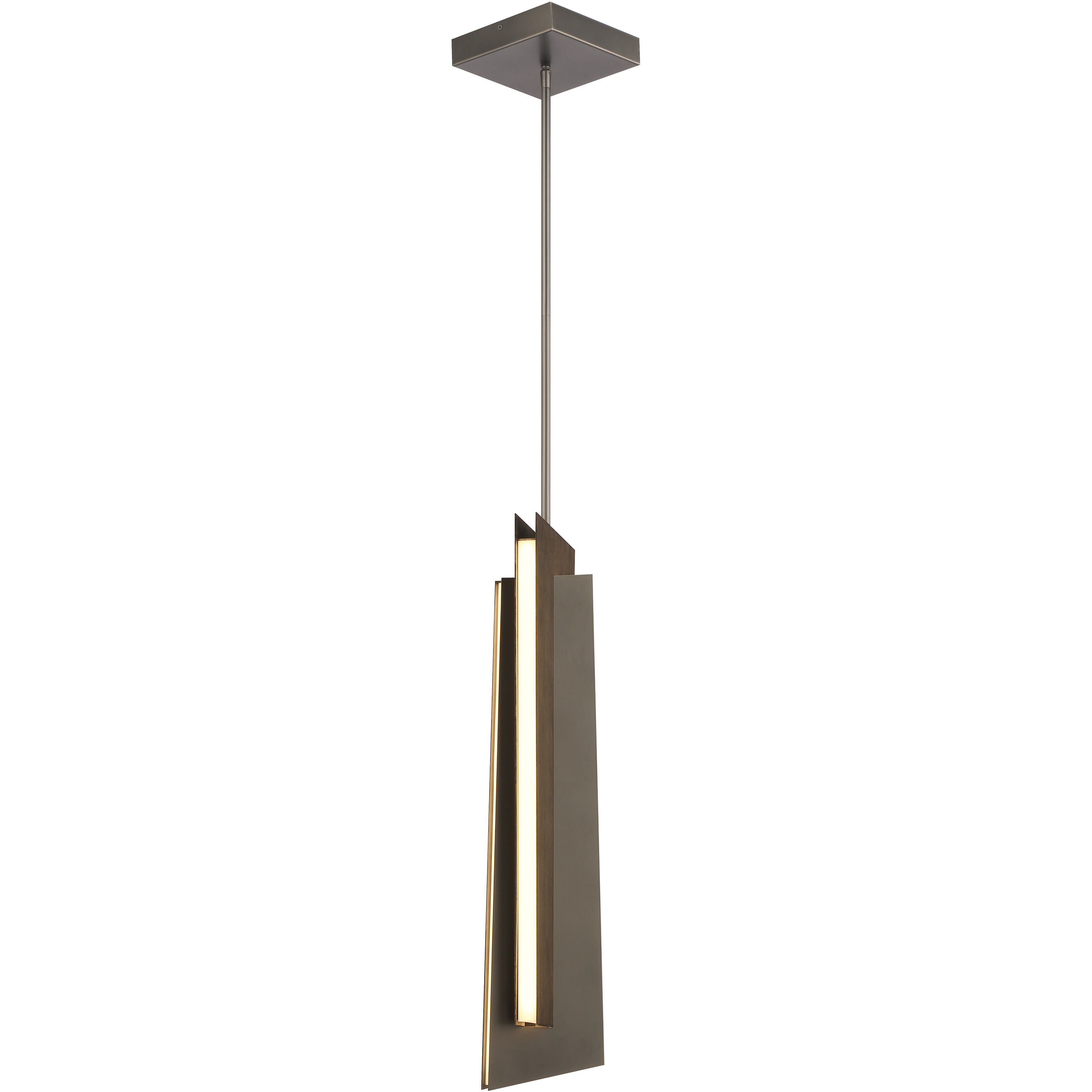 Intersezioni LED 6 inch Midnight Iron and Faux Walnut Mini Pendant Ceiling Light