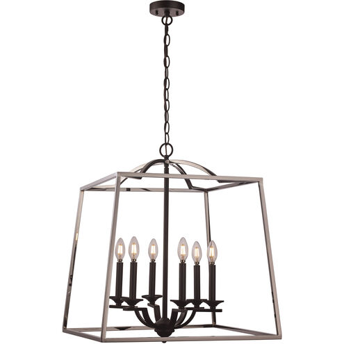 Georgianna 6 Light 23 inch Polished Chrome and Black Pendant Ceiling Light