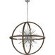 Morning Star 6 Light 19.5 inch Aged Fir with Chrome Chandelier Ceiling Light