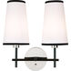Bellevue 2 Light 14 inch Polished Nickel and Black Wall Sconce Wall Light