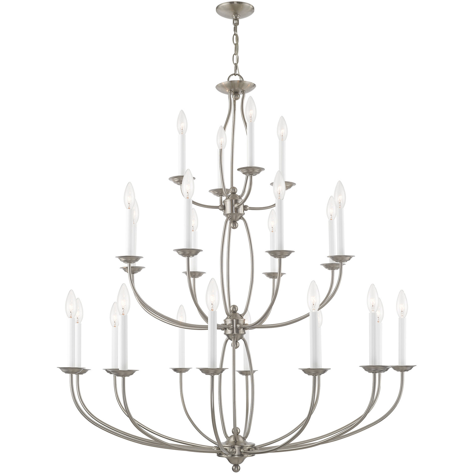 Home Basics 24 Light 42 inch Brushed Nickel Chandelier Ceiling Light