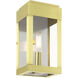 York 1 Light 9 inch Satin Brass Outdoor ADA Wall Lantern