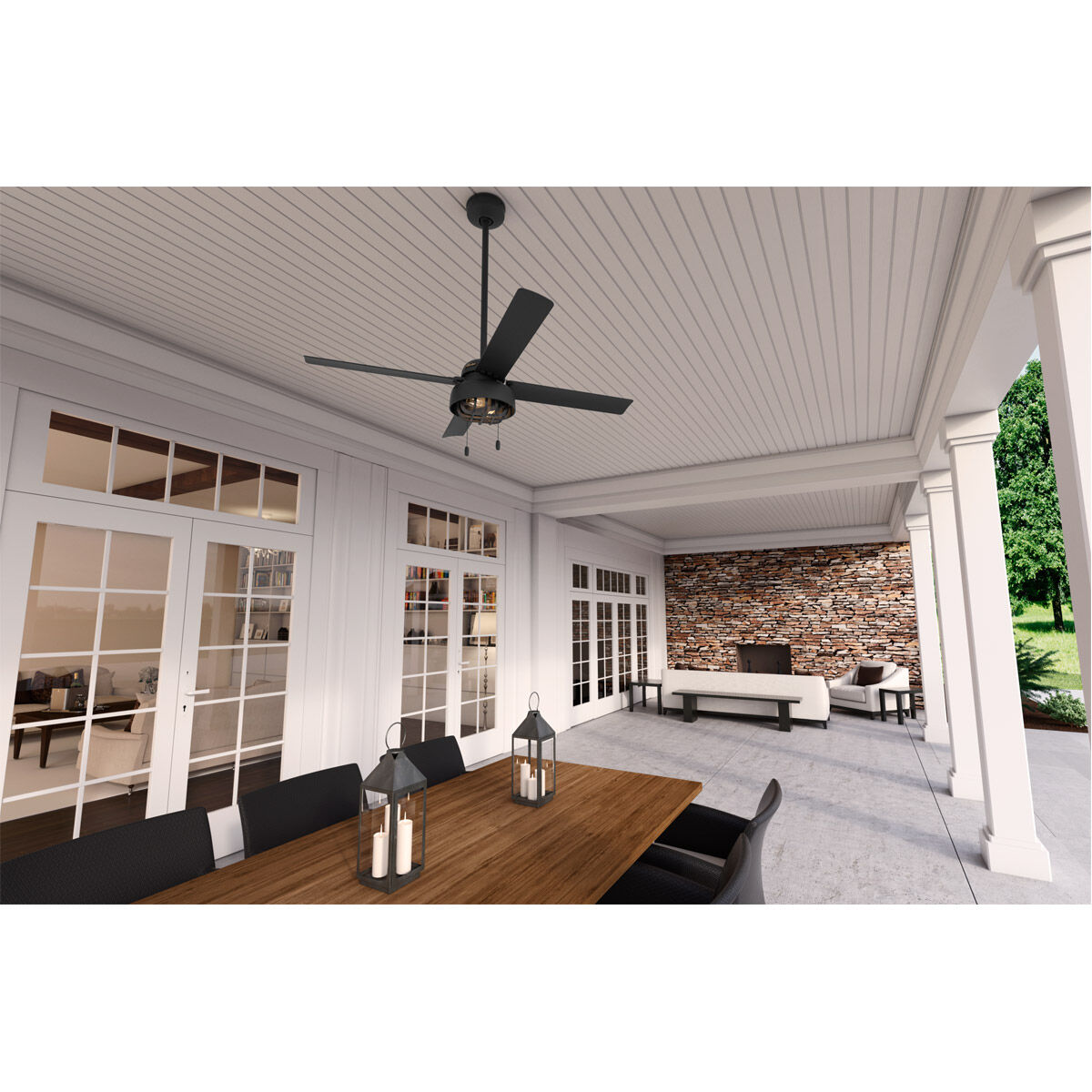 Spring Mill 52 inch Matte Black Outdoor Ceiling Fan