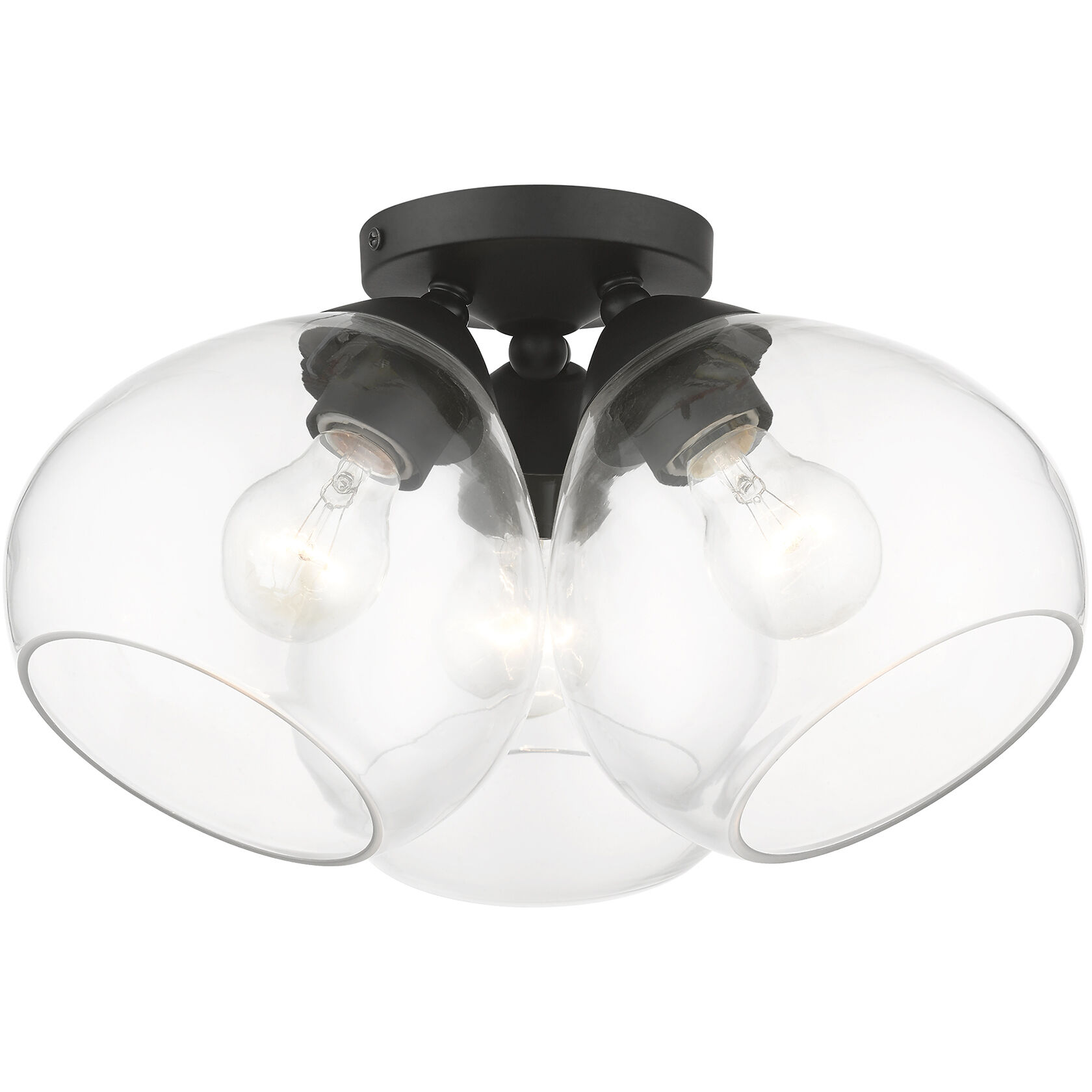 Catania 3 Light 16 inch Black Semi-Flush Ceiling Light