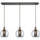 Bremington 3 Light 36 inch Oil Rubbed Bronze with Tarnished Brass Multi Pendant Ceiling Light in Linear, Configurable