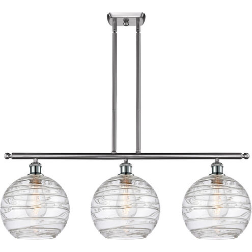 Ballston Deco Swirl 3 Light 37 inch Brushed Satin Nickel Island Light Ceiling Light