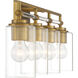 Binsly 4 Light 32 inch Aged Brass Bath Vanity Wall Light