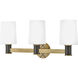 Declan 3 Light 25 inch Heritage Brass with Black Oxide Bath Light Wall Light