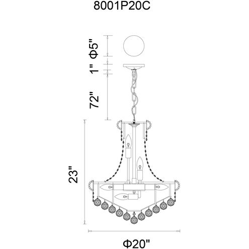 Empire 14 Light 20 inch Chrome Down Chandelier Ceiling Light