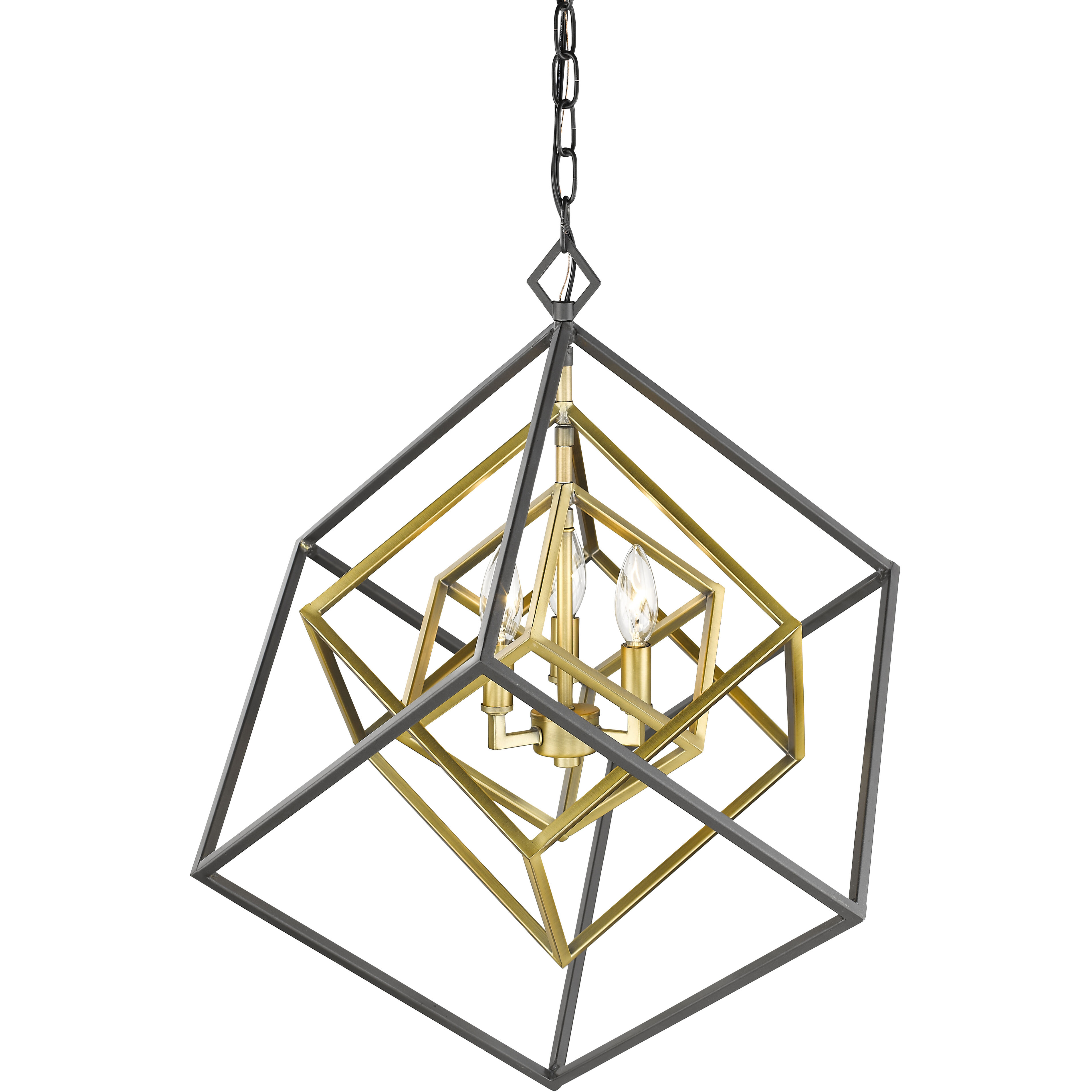 Euclid 3 Light 23 inch Olde Brass and Bronze Chandelier Ceiling Light