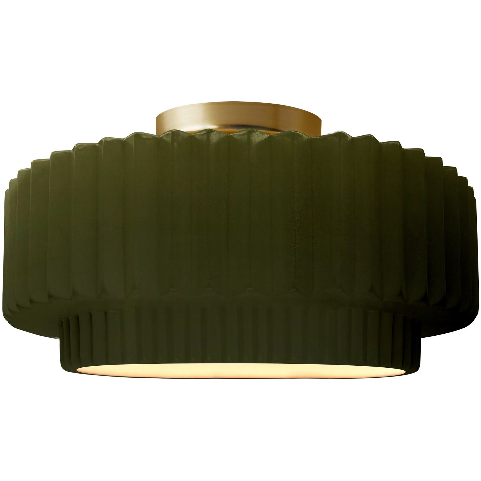Radiance Collection - Pleated Tier LED 12 inch Matte Green Semi-Flush Ceiling Light, Form+Finish+Function