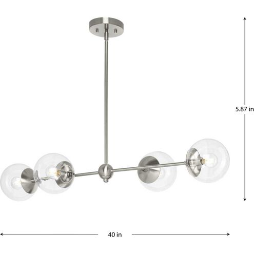 Atwell 4 Light 40 inch Brushed Nickel Linear Chandelier Ceiling Light