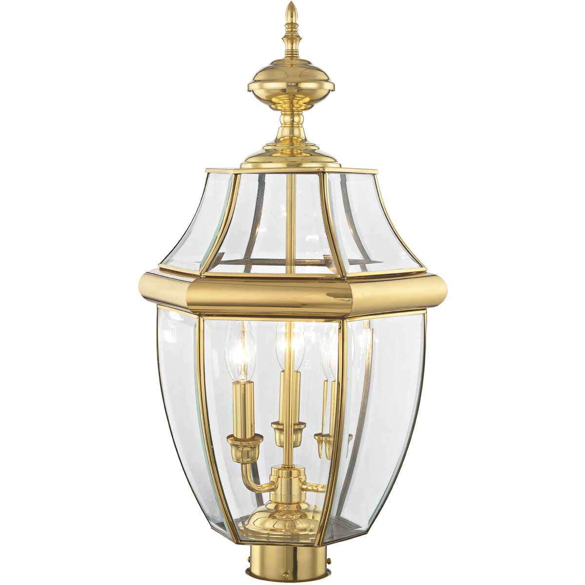 Monterey 3 Light 23.5 inch Polished Brass Outdoor Post Top Lantern
