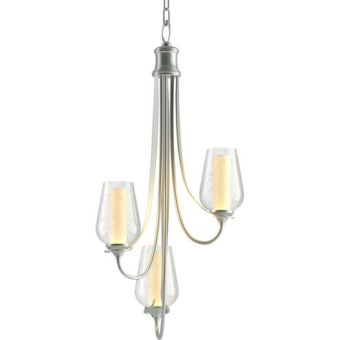 Flora 3 Light 15.8 inch Vintage Platinum Chandelier Ceiling Light in Opal and Seeded