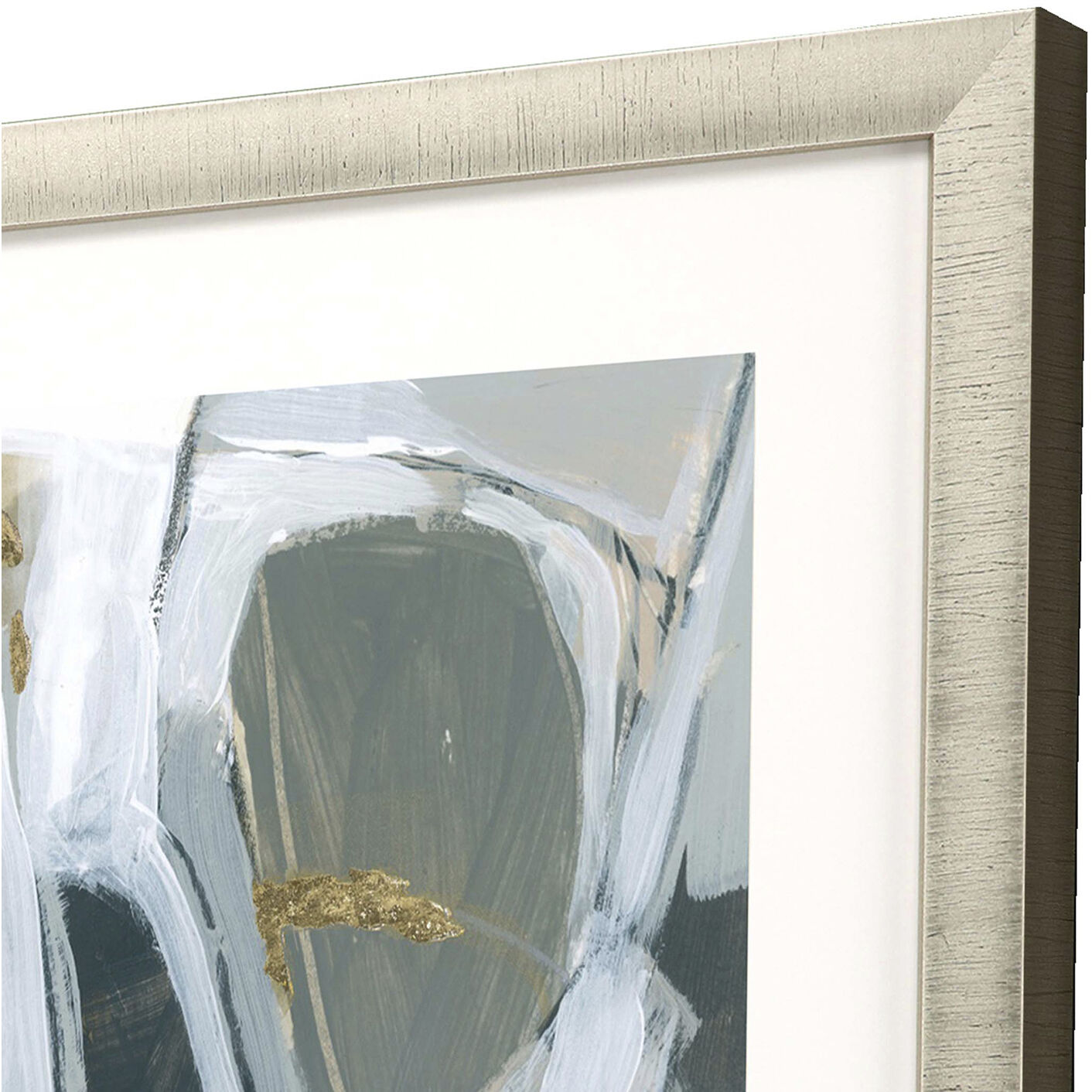 Neutral Echoes Green and Metallic and White and Neutral Framed Art