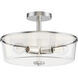 Fuller 3 Light 14.75 inch Satin Nickel Flush Mount Ceiling Light in Clear