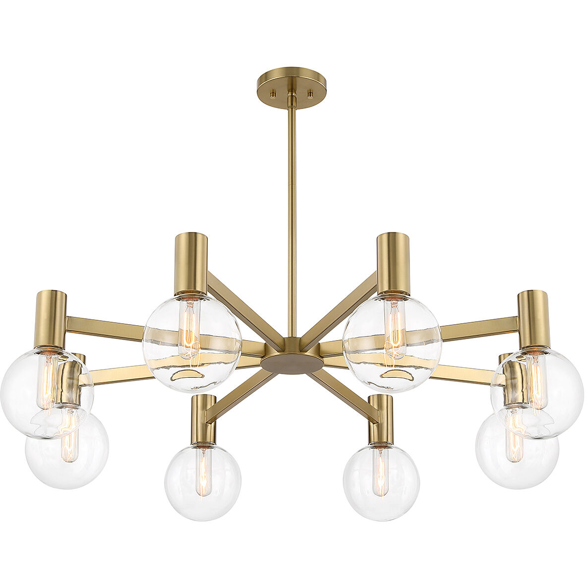 Wright 8 Light 40 inch Warm Brass Chandelier Ceiling Light