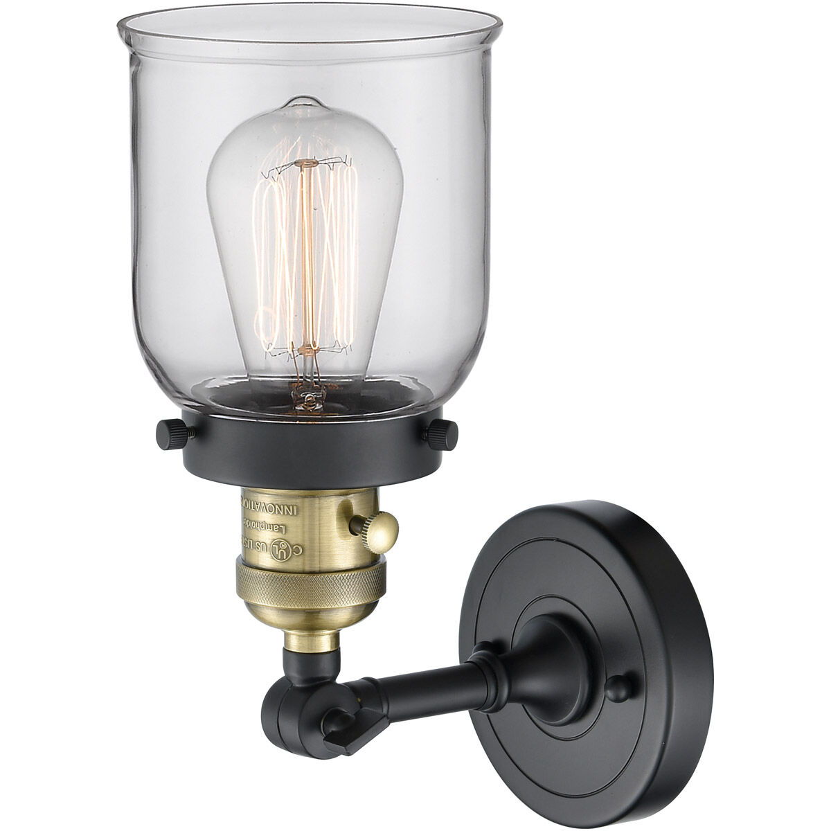 Franklin Restoration Small Bell LED 5 inch Black Antique Brass Sconce Wall Light, Franklin Restoration