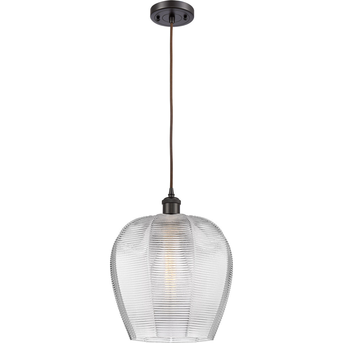 Ballston Norfolk LED 11.75 inch Oil Rubbed Bronze Mini Pendant Ceiling Light in Clear Glass, Black Textured