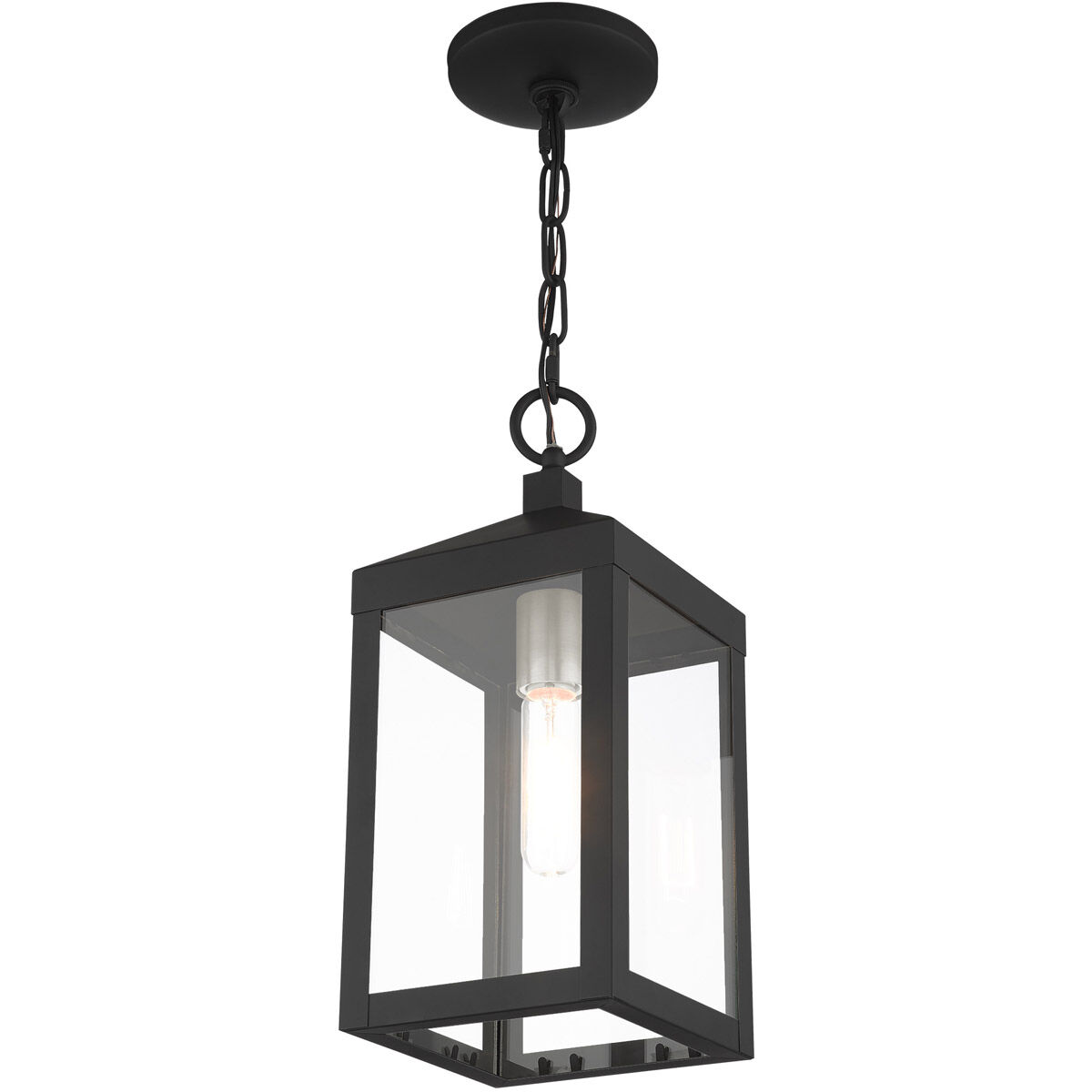 Nyack 1 Light 6 inch Black with Brushed Nickel Cluster Outdoor Pendant Lantern