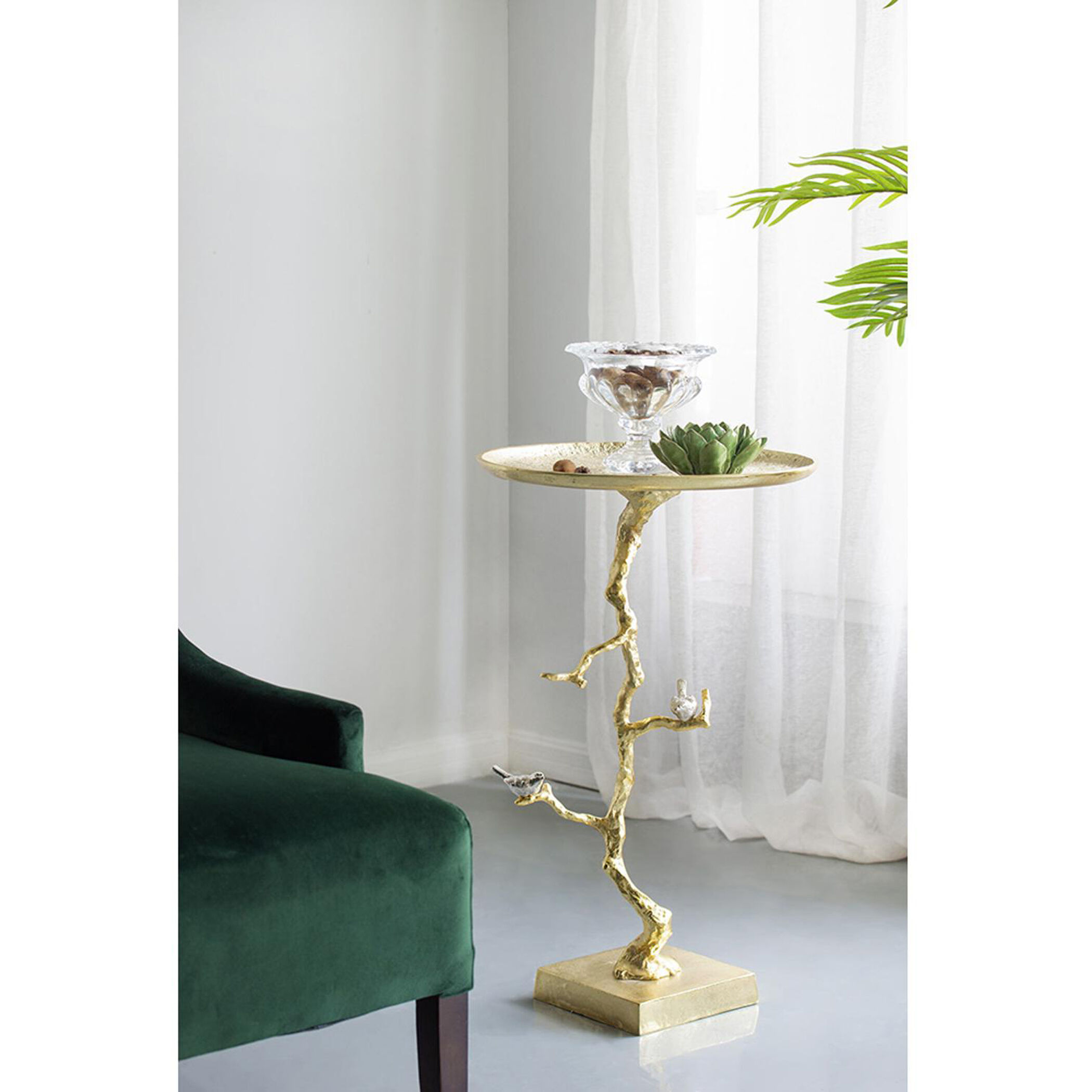 Welling Demilune Table in White/Gold