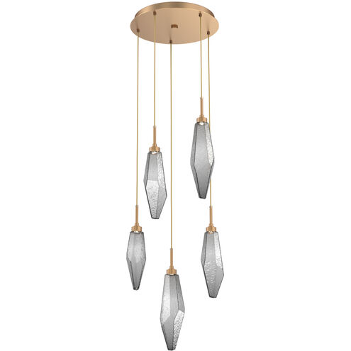 Rock Crystal LED 18.4 inch Novel Brass Chandelier Ceiling Light in Chilled Smoke, 2700K LED, Round Multi-Port