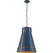Brasserie 1 Light 20 inch French Blue and Heritage Bronze Pendant Ceiling Light