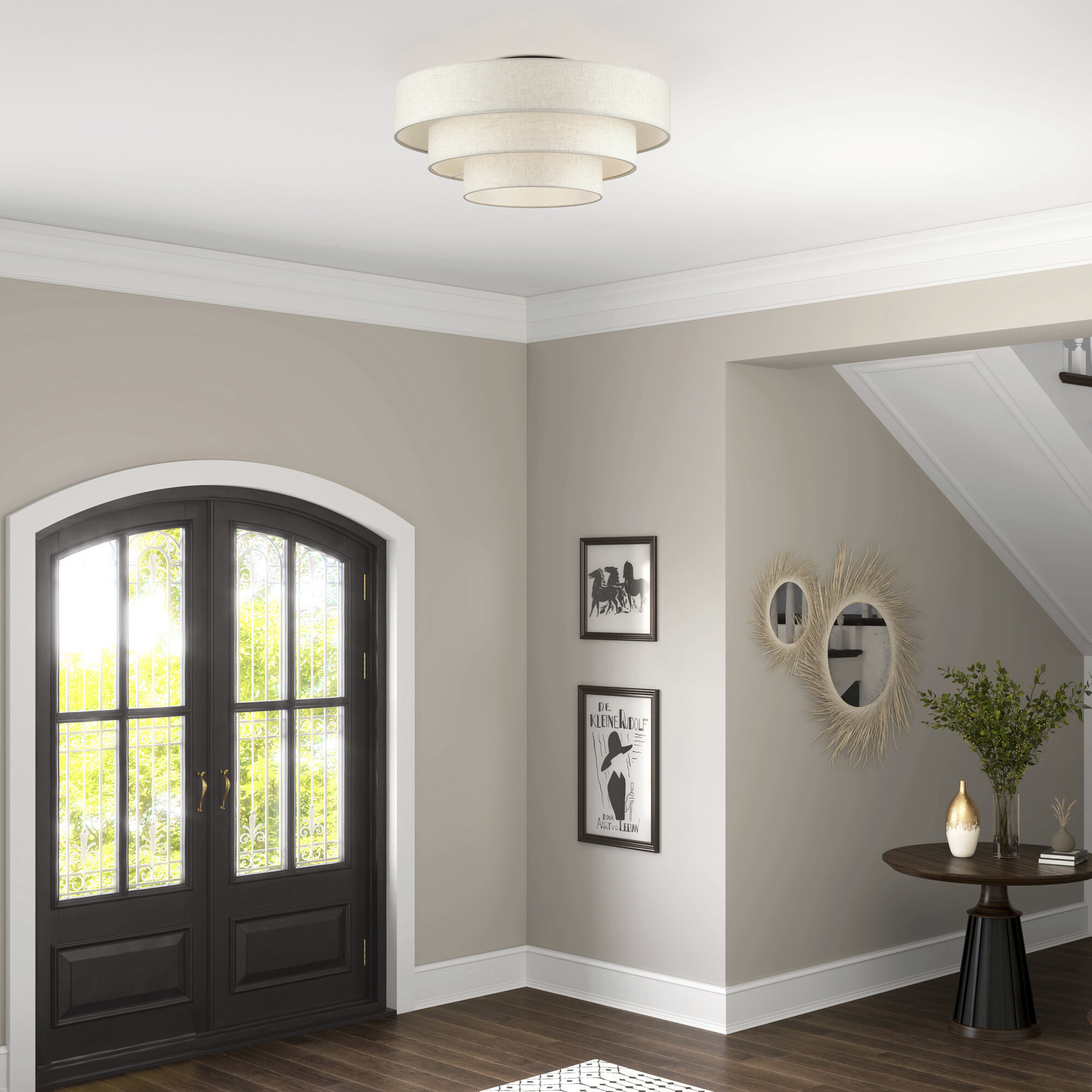 Manorwood 5 Light 28 inch English Bronze Semi Flush Mount Ceiling Light, Extra Large