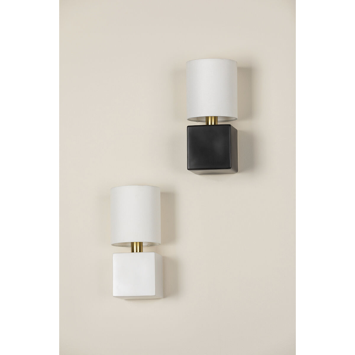 Joey 1 Light 5.75 inch Aged Brass and Ceramic Satin Black Wall Sconce Wall Light